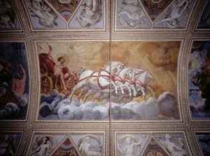 Le dieu Soleil conduisant son char à travers le ciel, peinture de plafond - Antonio Maria Viani